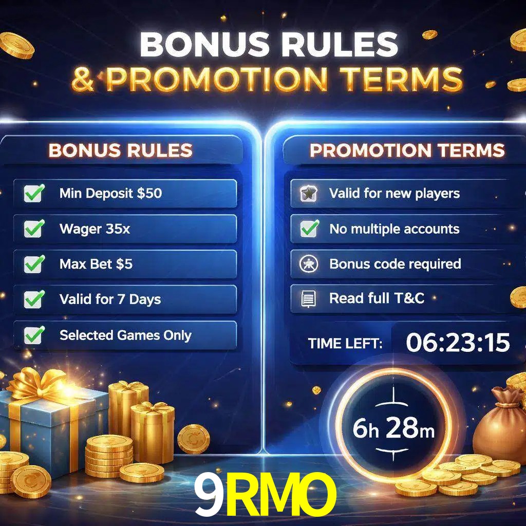 Reglas de promoción 9RMO y condiciones de bonos explicadas visualmente