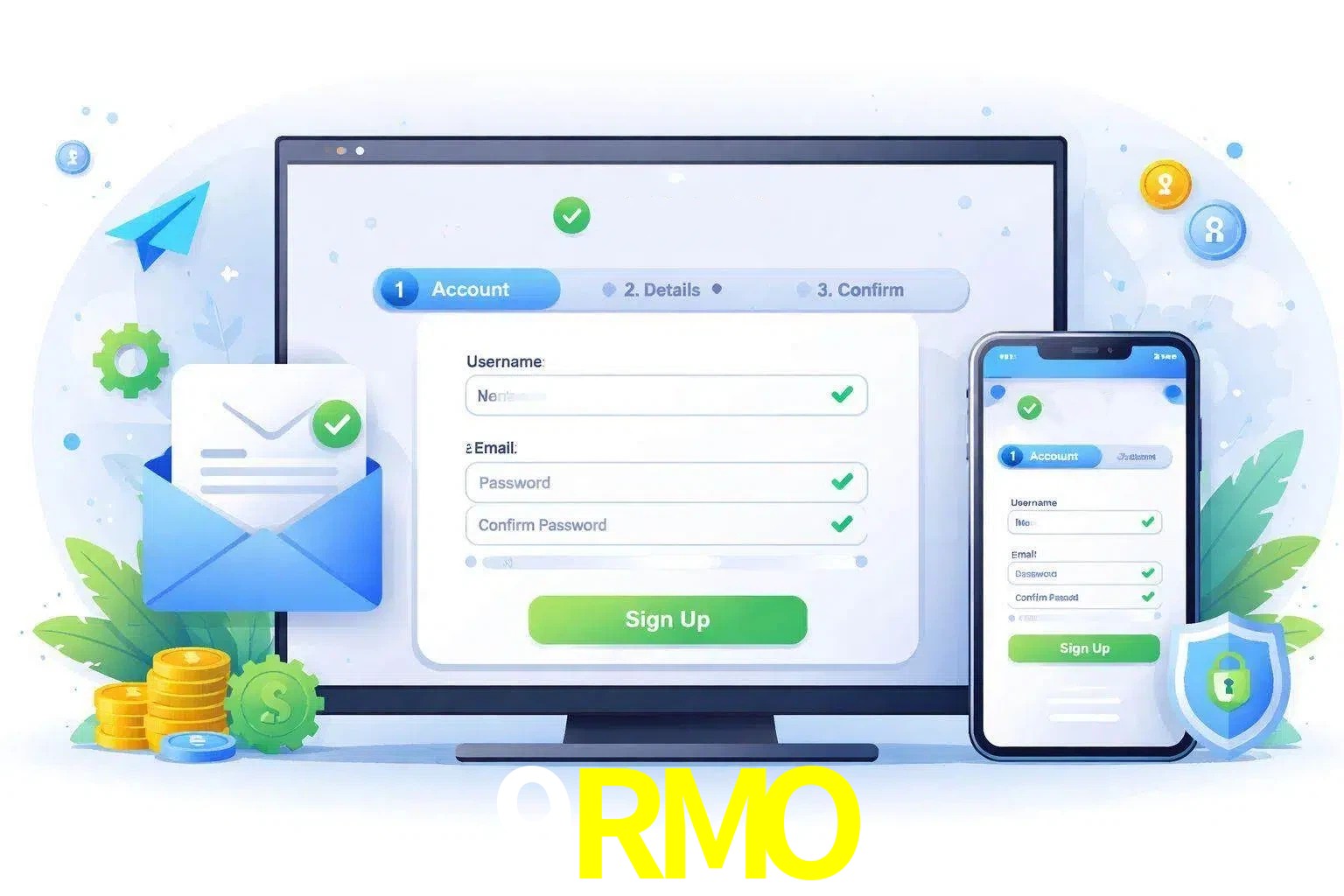 Registro de nuevo usuario y configuración de cuenta 9RMO